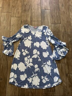 SJS Floral Blue and White Dress